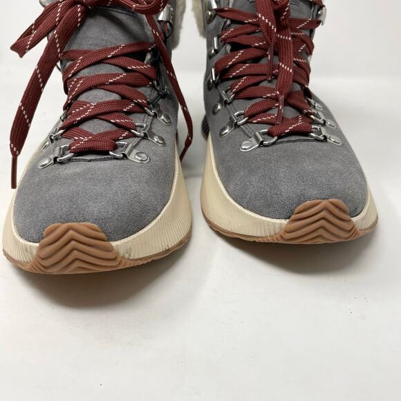 Sorel Out N About lll 3 Conquest Waterproof Suede Shearling Short Boots gray 8 - Picture 4 of 11